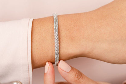 Three Row Pave Diamond Bangle with 1.73 ct.(finished) 1.3mm - Luxury Time NYC