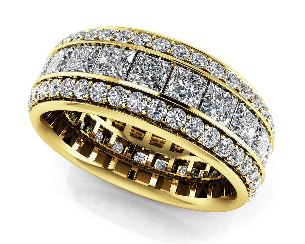 Three Row Princess And Round Eternity Band Lab - Grown Diamond with 2.94 ct.(finished) 1.3mm, 2.4mm - Luxury Time NYC