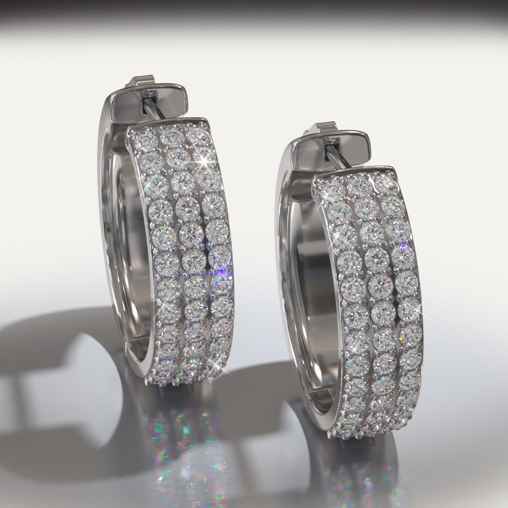 Three Rows Diamond Hoops Diamond with 1.95 ct.(finished) 1.8mm - Luxury Time NYC