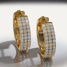 Load image into Gallery viewer, Three Rows Diamond Hoops Diamond with 1.95 ct.(finished) 1.8mm - Luxury Time NYC