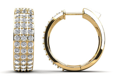 Three Rows Diamond Hoops Diamond with 1.95 ct.(finished) 1.8mm - Luxury Time NYC