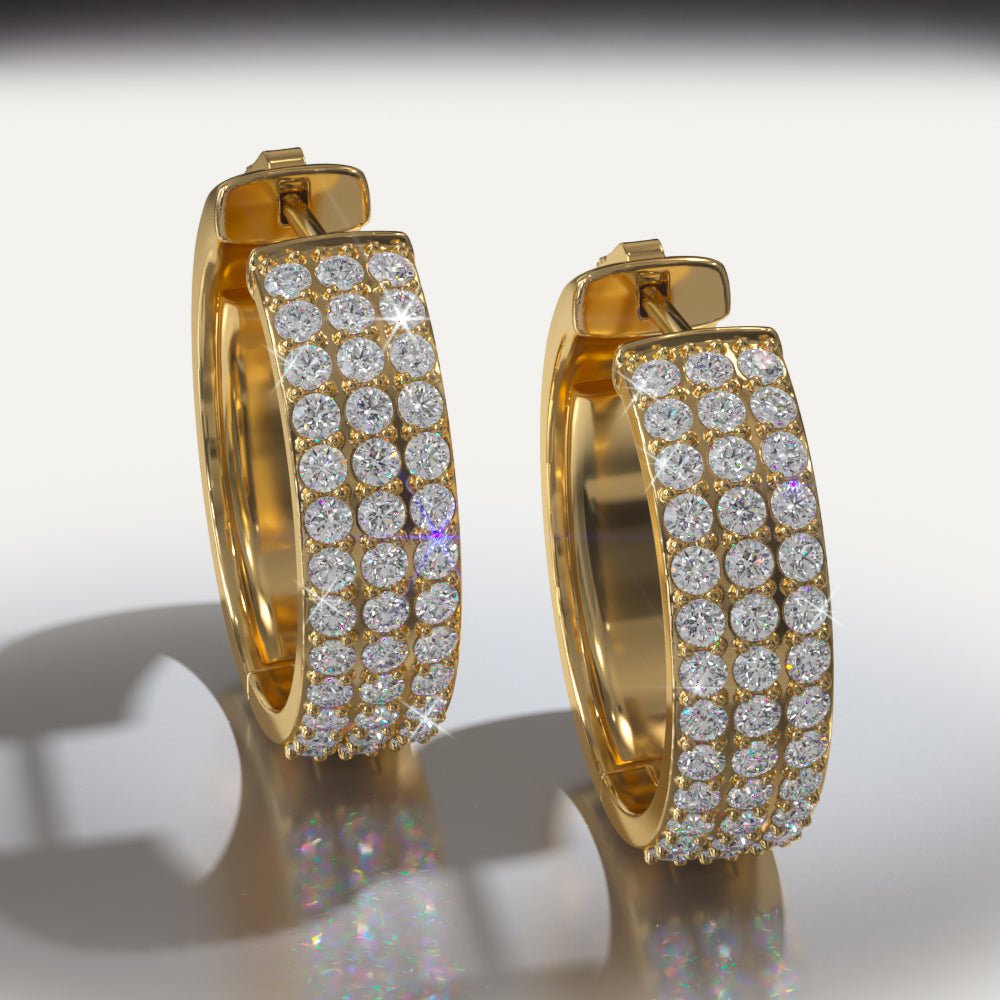 Three Rows Diamond Hoops Lab - Grown Diamond with 1.95 ct.(finished) 1.8mm - Luxury Time NYC