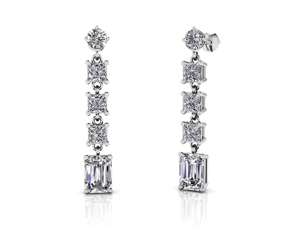 Three Shape Drop Lab - Grown Diamond Earrings with 4.04 ct.(finished) 7x5mm, 3.5mm, 3.8mm - Luxury Time NYC