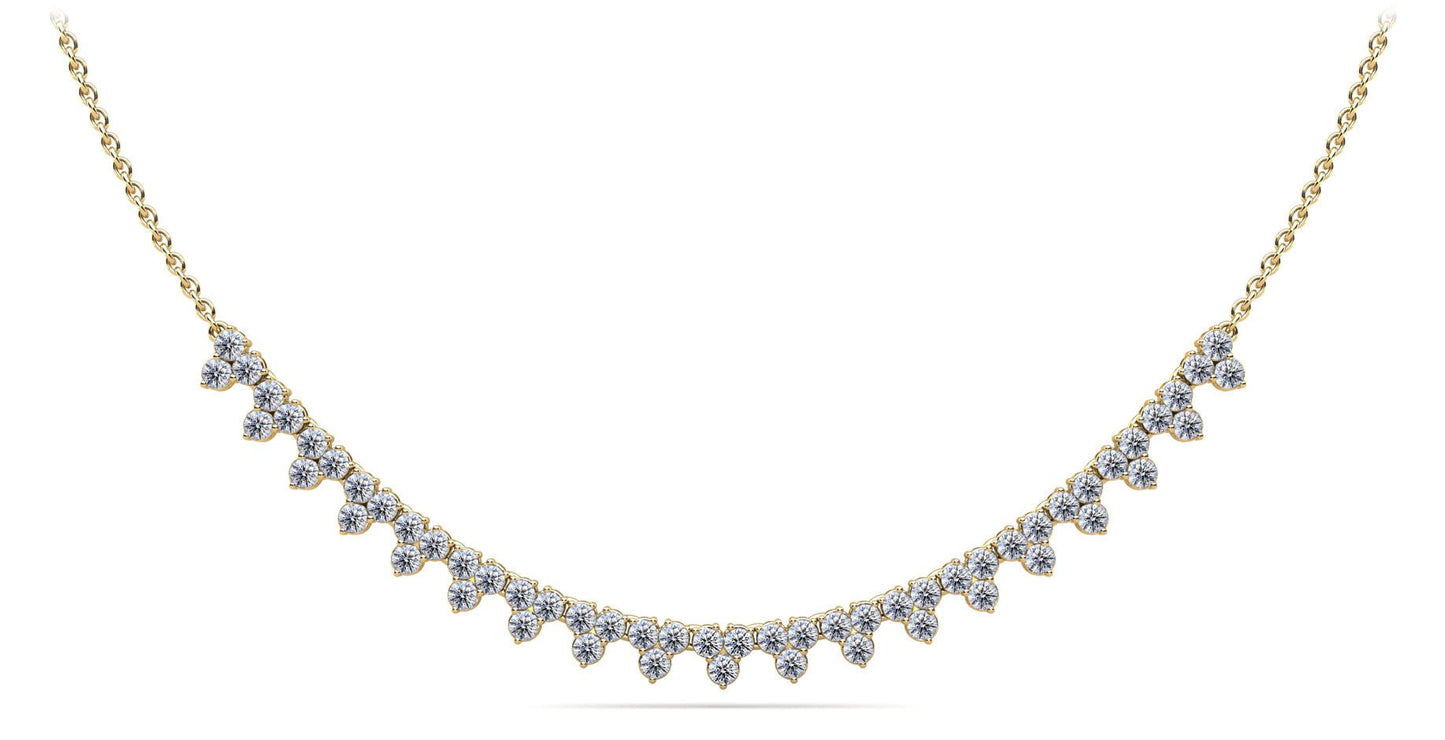 Three Stone Brilliance Diamond and Chain Diamond Necklace with 2.18 ct.(finished) 2mm - Luxury Time NYC