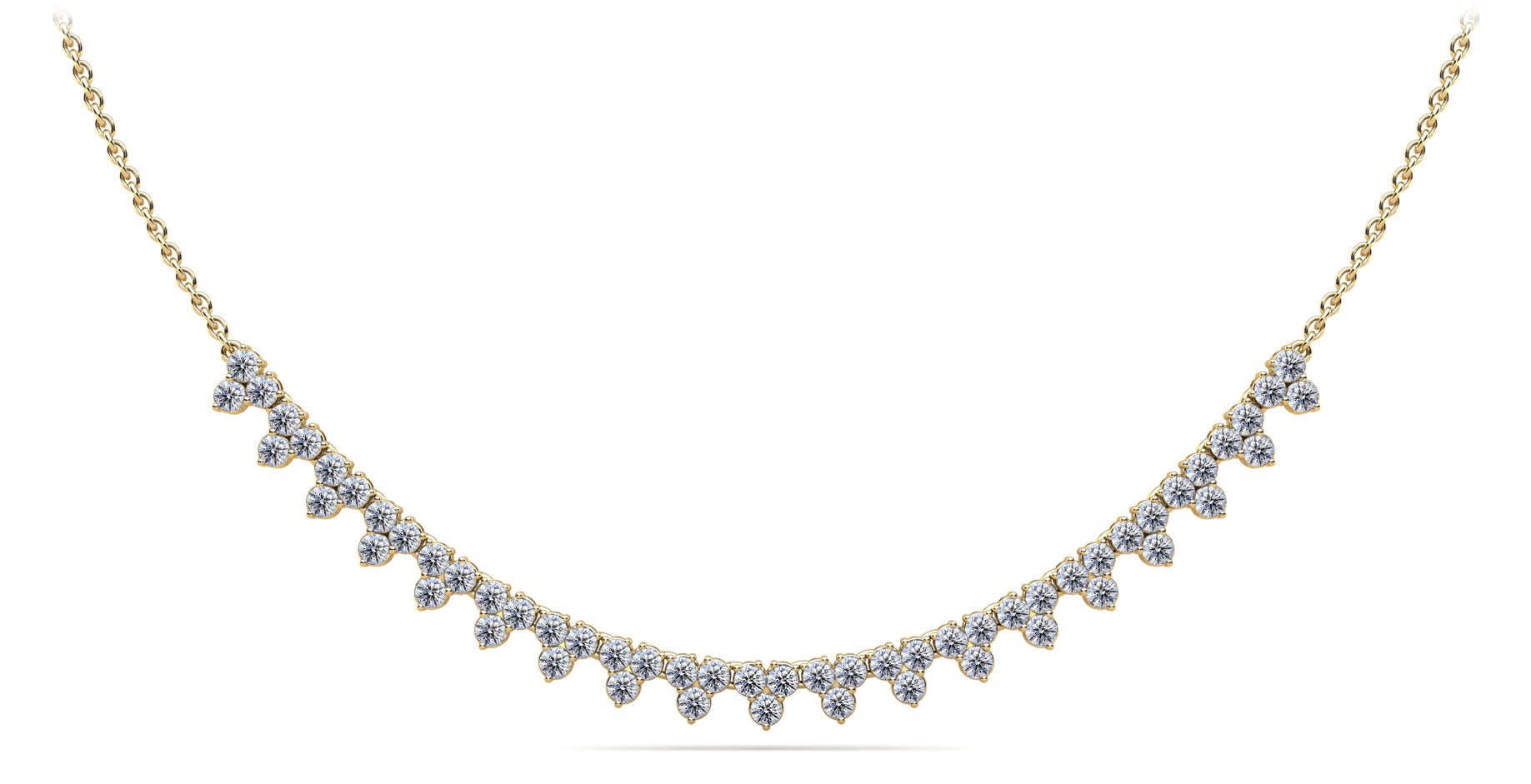 Three Stone Brilliance Diamond and Chain Diamond Necklace with 2.18 ct.(finished) 2mm - Luxury Time NYC