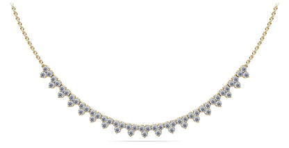 Three Stone Brilliance Diamond and Chain Diamond Necklace with 2.18 ct.(finished) 2mm - Luxury Time NYC