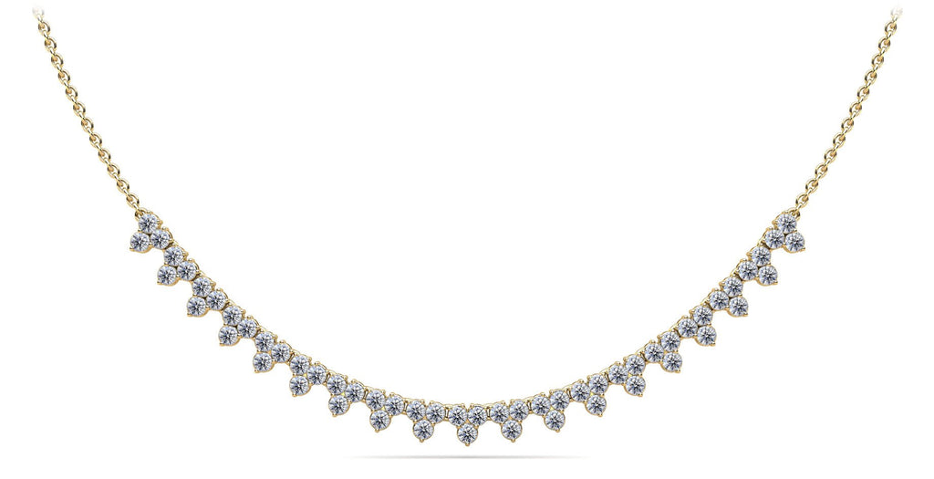 Three Stone Brilliance Diamond and Chain Diamond Necklace with 2.18 ct.(finished) 2mm - Luxury Time NYC