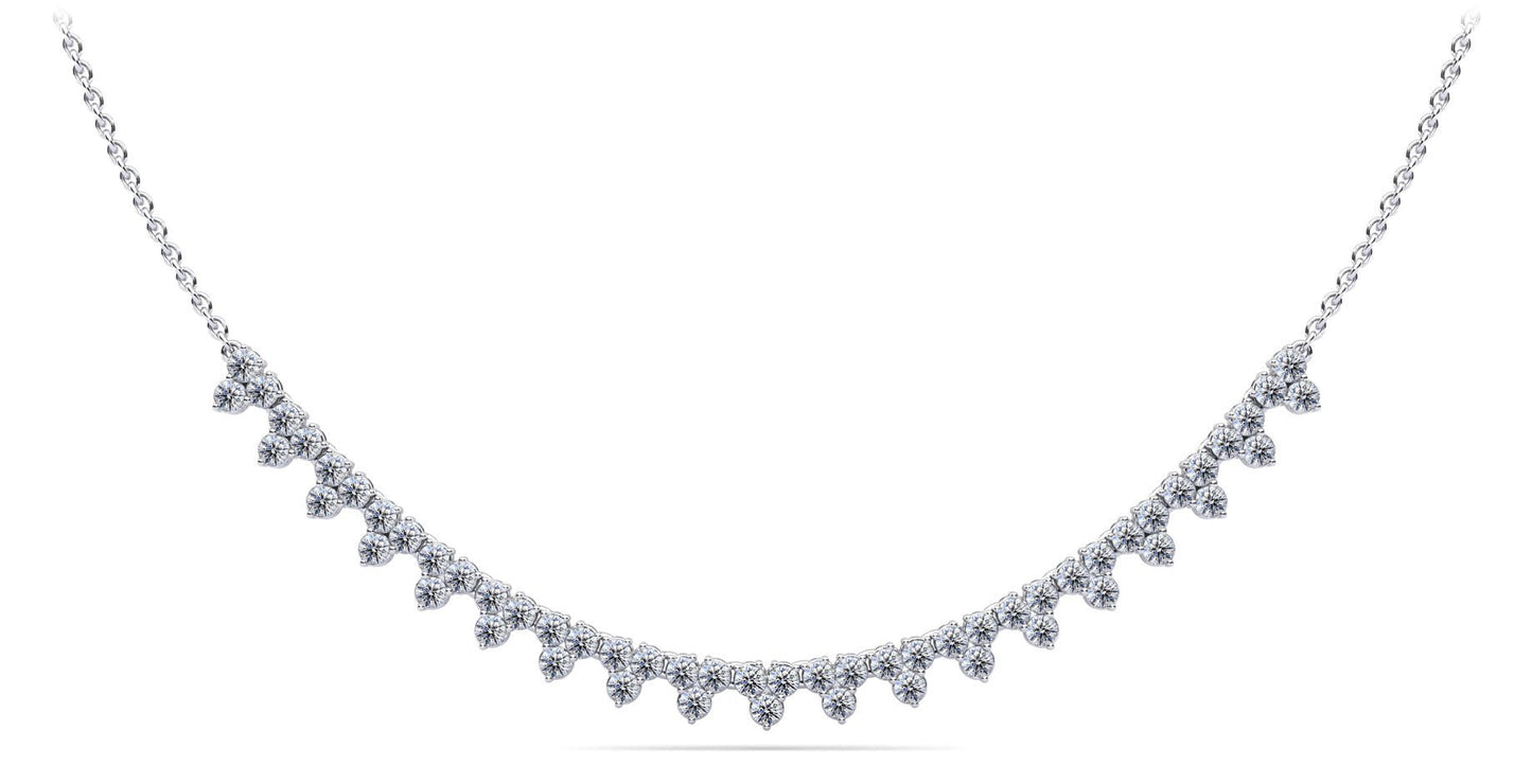 Three Stone Brilliance Diamond and Chain Diamond Necklace with 2.18 ct.(finished) 2mm - Luxury Time NYC