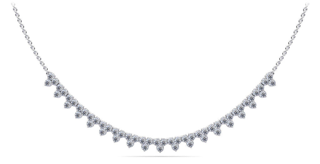 Three Stone Brilliance Diamond and Chain Diamond Necklace with 2.18 ct.(finished) 2mm - Luxury Time NYC