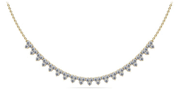 Three Stone Brilliance Diamond and Chain Diamond Necklace with 2.91 ct.(finished) 2.4mm - Luxury Time NYC