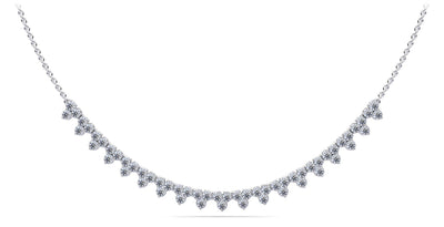 Three Stone Brilliance Diamond and Chain Lab - Grown Diamond Necklace with 2.18 ct.(finished) 2mm - Luxury Time NYC
