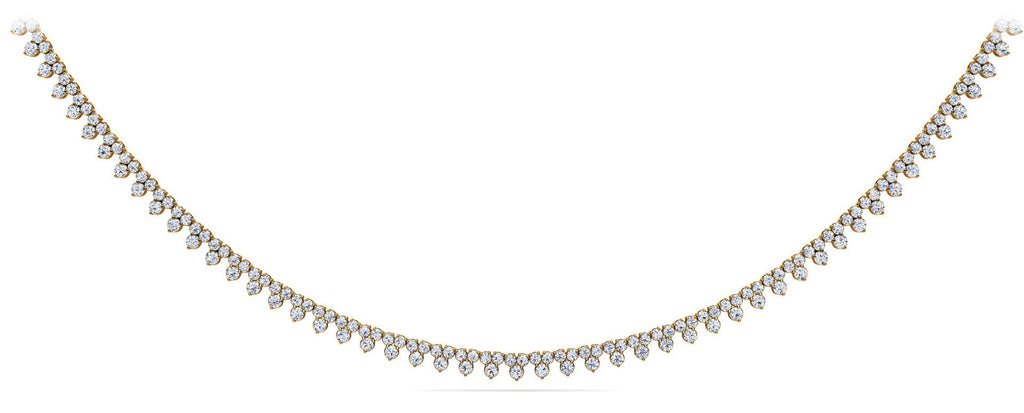 Three Stone Brilliant Diamond Tennis Lab - Grown Diamond Necklace with 8.18 ct.(finished) 1.8mm, 2.1mm - Luxury Time NYC