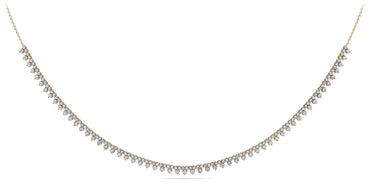 Three Stone Brilliant Tennis Diamond Necklace with 2.96 ct.(finished) 1.8mm, 2.1mm - Luxury Time NYC