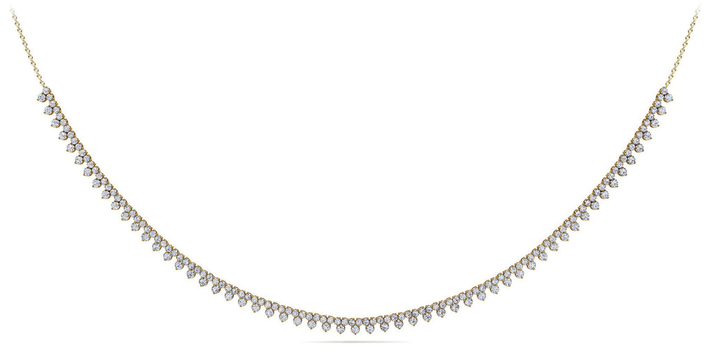 Three Stone Brilliant Tennis Diamond Necklace with 2.96 ct.(finished) 1.8mm, 2.1mm - Luxury Time NYC