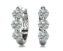 Load image into Gallery viewer, Three Stone Diamond Hoop Earrings with 1.02 ct.(finished) 3.6mm - Luxury Time NYC