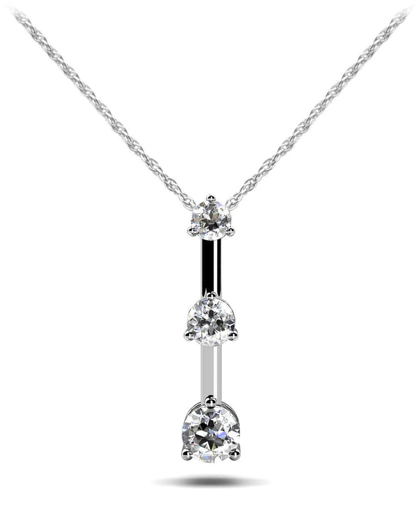 Three Stone Diamond Pendant with 0.27 ct.(finished) 2.2mm, 2.8mm, 3.4mm - Luxury Time NYC