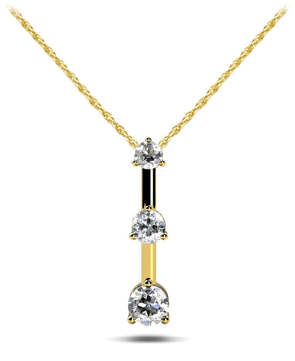 Three Stone Diamond Pendant with 0.27 ct.(finished) 2.2mm, 2.8mm, 3.4mm - Luxury Time NYC