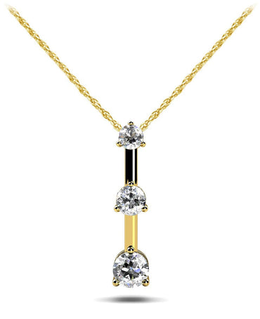 Three Stone Diamond Pendant with 0.27 ct.(finished) 2.2mm, 2.8mm, 3.4mm - Luxury Time NYC