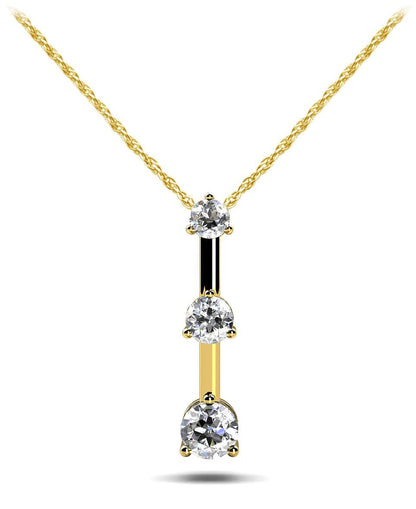 Three Stone Diamond Pendant with 0.27 ct.(finished) 2.2mm, 2.8mm, 3.4mm - Luxury Time NYC