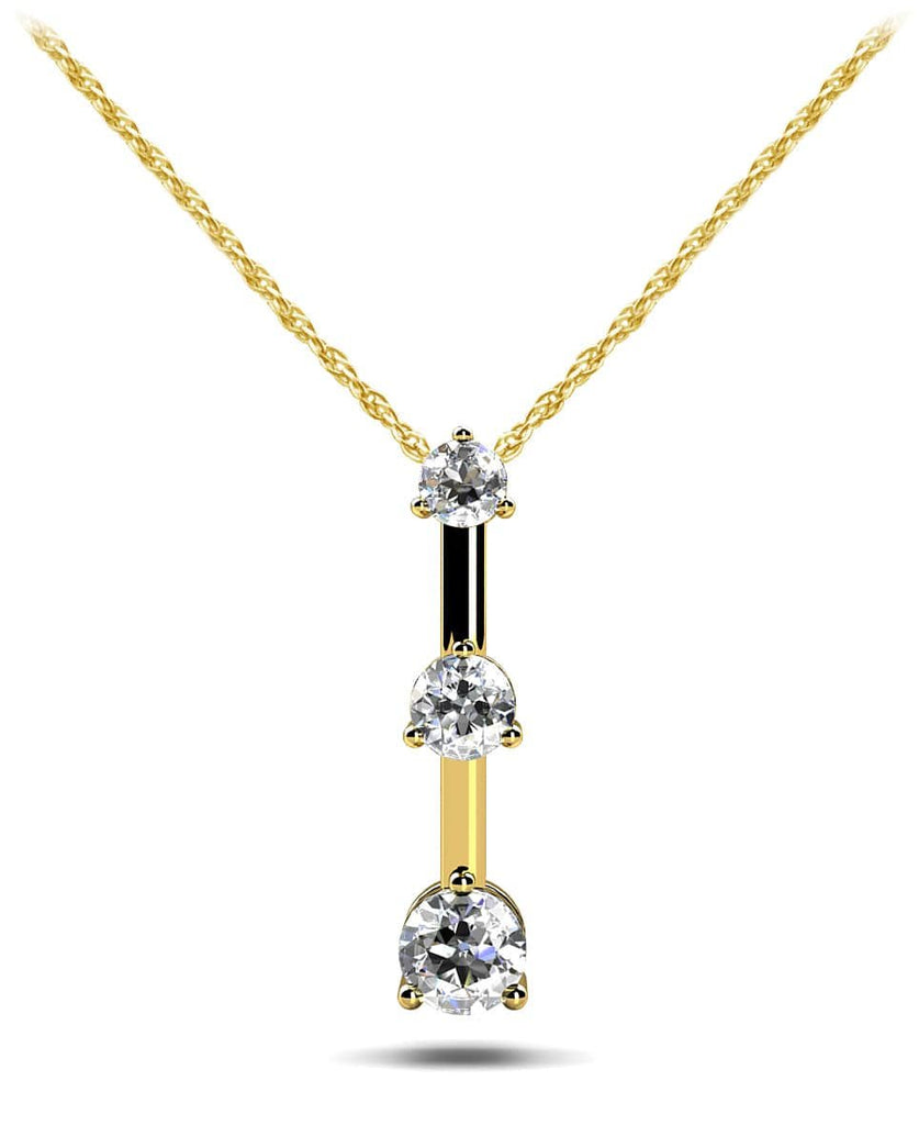 Three Stone Diamond Pendant with 0.27 ct.(finished) 2.2mm, 2.8mm, 3.4mm - Luxury Time NYC