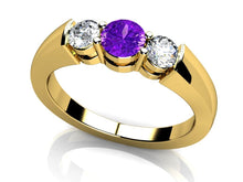 Load image into Gallery viewer, Three Stone Gem And Diamond Ring with 0.30 ct.(finished) 2.7mm, 3.4mm Ruby - Luxury Time NYC