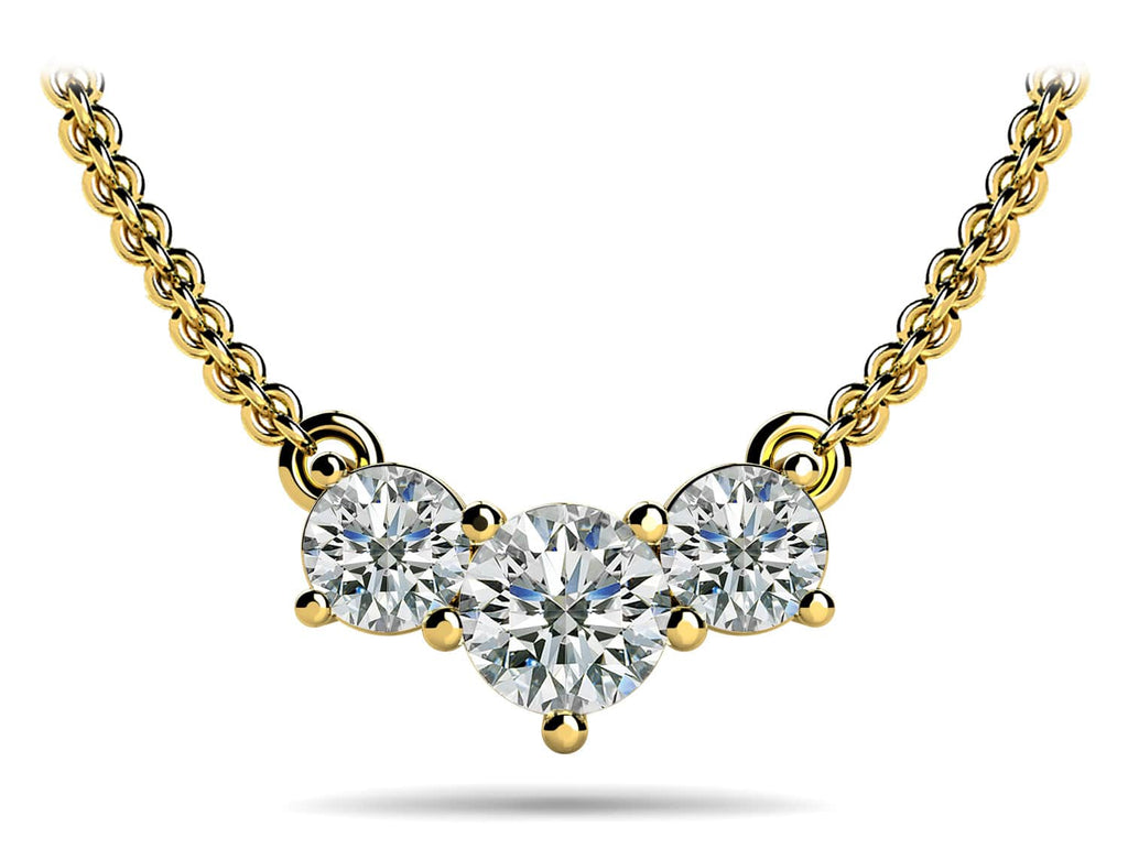 Three Stone Horizontal Diamond Pendant with 0.75 ct.(finished) 3.8mm, 4.5mm - Luxury Time NYC