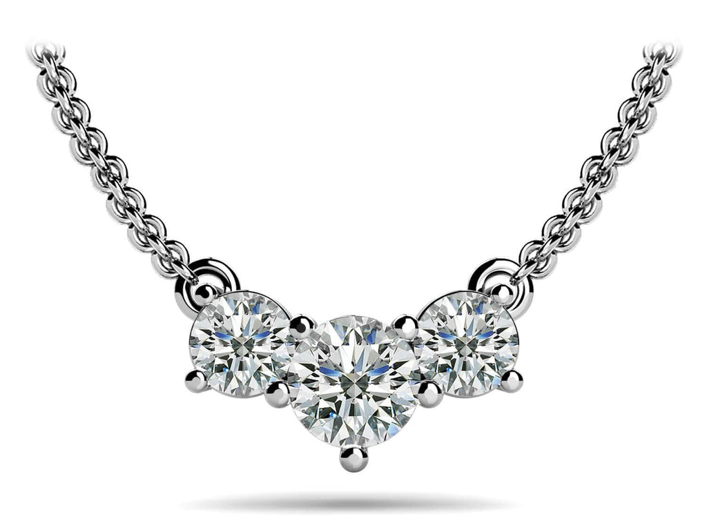 Three Stone Horizontal Diamond Pendant with 0.75 ct.(finished) 3.8mm, 4.5mm - Luxury Time NYC