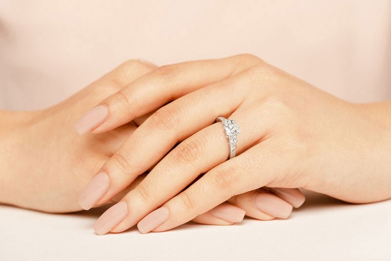 Three Stone Princess Cut Diamonds Lab - Grown Diamond Engagement Ring with 2.75 ct. (1.50 ct. center diamond) - Luxury Time NYC