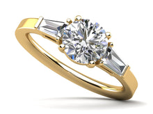 Load image into Gallery viewer, Three Stone Round And Baguette Diamond Engagement Ring with 0.80 ct. (0.50 ct. center diamond) - Luxury Time NYC