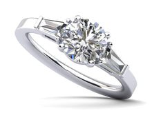 Load image into Gallery viewer, Three Stone Round And Baguette Lab - Grown Diamond Engagement Ring with 0.80 ct. (0.50 ct. center diamond) - Luxury Time NYC