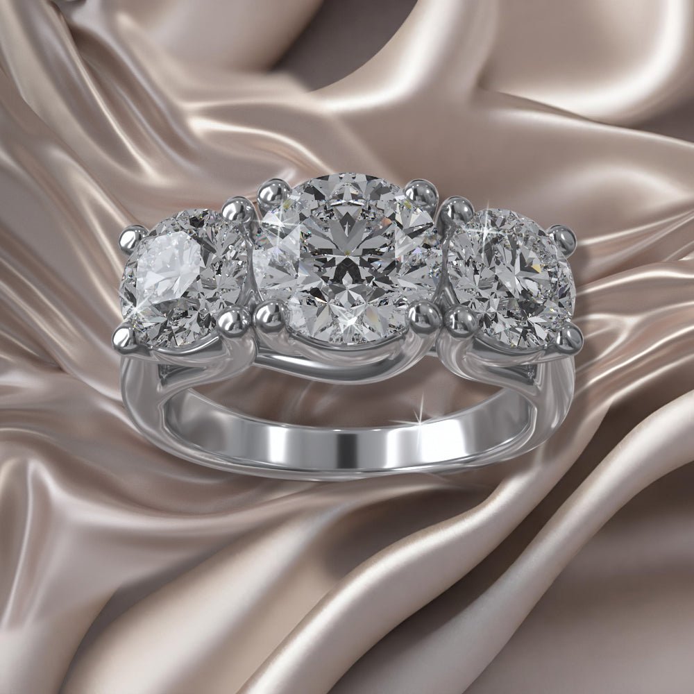 Three Stone Swirl Diamond Engagement Ring with 0.95 ct. (0.50 ct. center diamond) - Luxury Time NYC