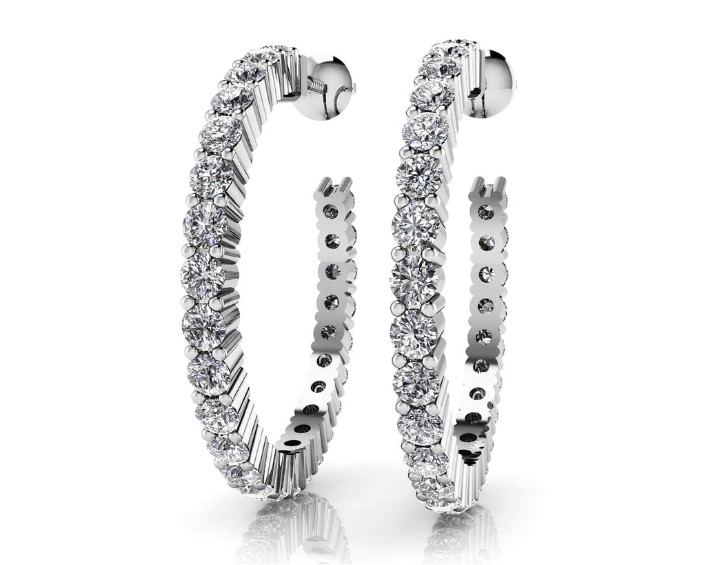 Timeless Diamond Hoop Earrings with 0.72 ct.(finished) 1.4mm - Luxury Time NYC