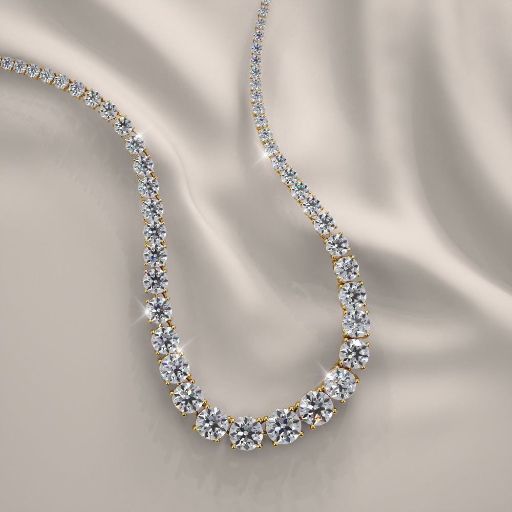 Timeless Dreams Tennis Diamond Necklace with 11.95 ct.(finished) - Luxury Time NYC