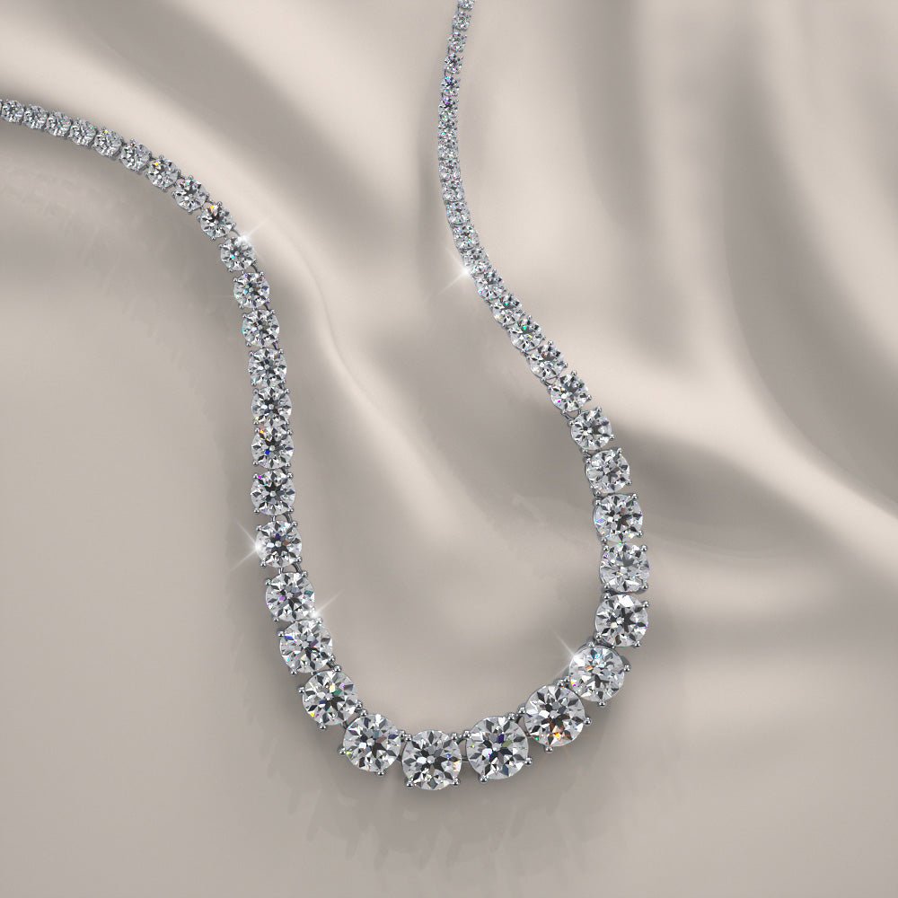 Timeless Dreams Tennis Diamond Necklace with 14.01 ct.(finished) - Luxury Time NYC