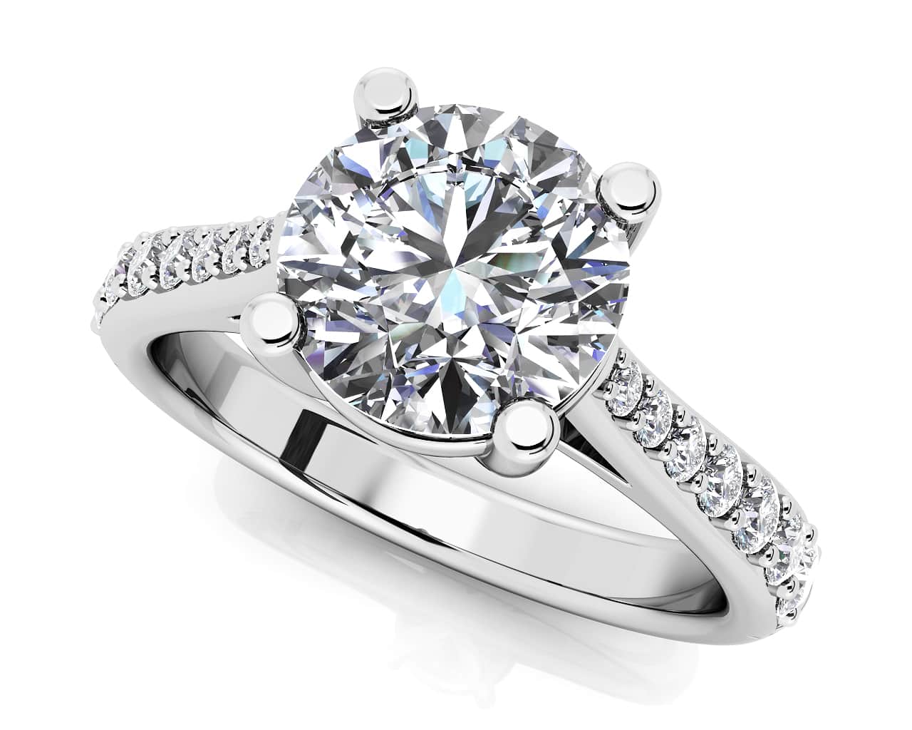 Timeless Round Engagement Ring With Side Diamonds Diamond with 0.78 ct. (0.50 ct. center diamond) - Luxury Time NYC