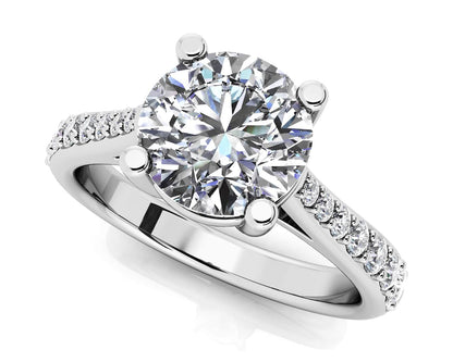 Timeless Round Engagement Ring With Side Diamonds Diamond with 0.78 ct. (0.50 ct. center diamond) - Luxury Time NYC