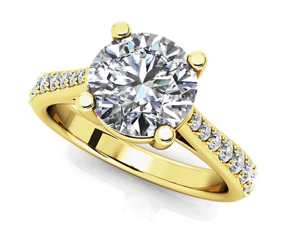 Timeless Round Engagement Ring With Side Diamonds Diamond with 0.78 ct. (0.50 ct. center diamond) - Luxury Time NYC