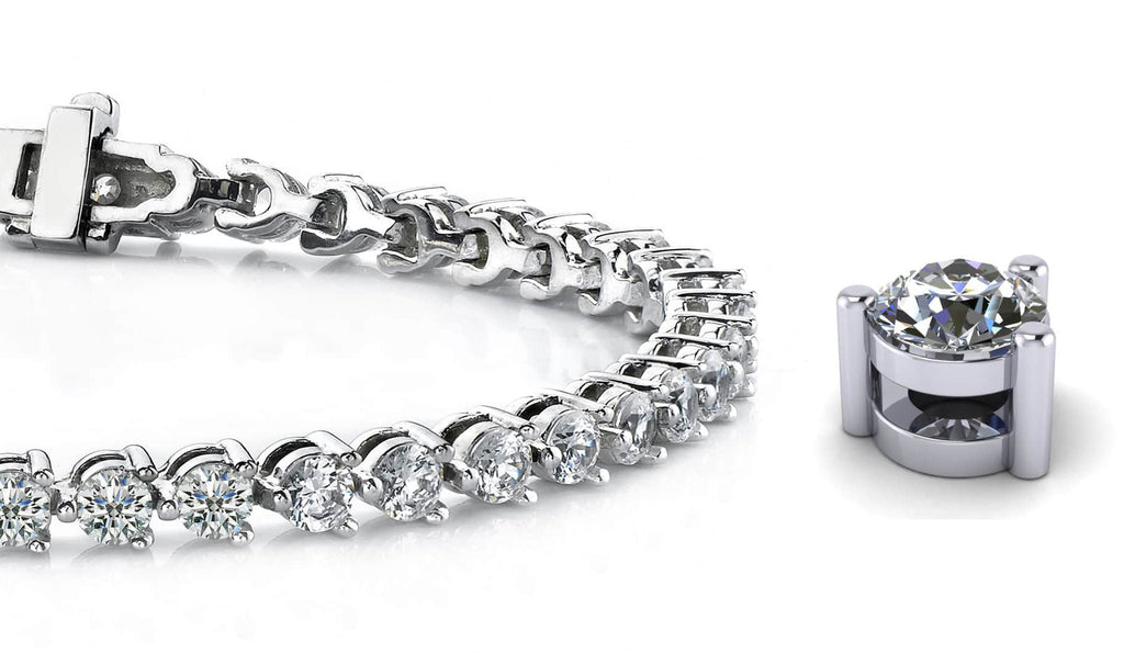 Timeless Three Prong Diamond Tennis Bracelet with 16.00 ct.(finished) 5mm - Luxury Time NYC