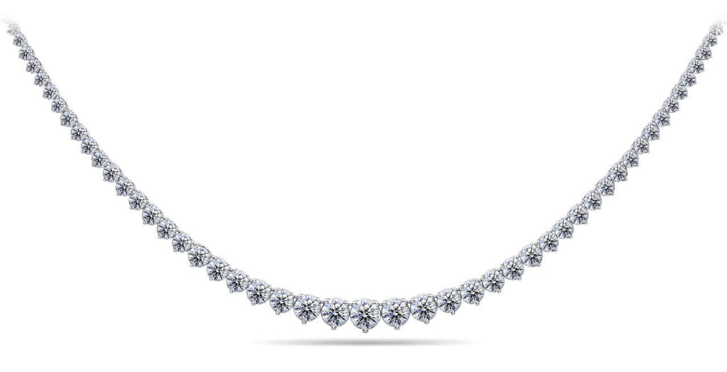 Timeless Three Prong Diamond Tennis Diamond Necklace with 10.00 ct.(finished) - Luxury Time NYC