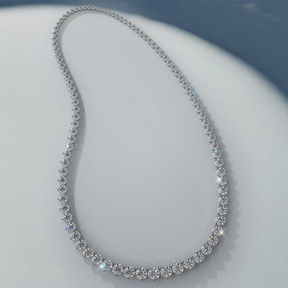 Timeless Three Prong Diamond Tennis Diamond Necklace with 9.05 ct.(finished) - Luxury Time NYC