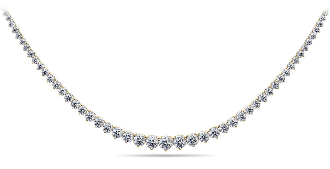 Timeless Three Prong Diamond Tennis Diamond Necklace with 9.05 ct.(finished) - Luxury Time NYC