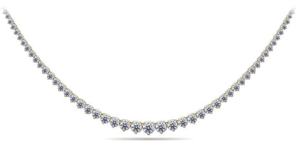 Timeless Three Prong Diamond Tennis Diamond Necklace with 9.05 ct.(finished) - Luxury Time NYC