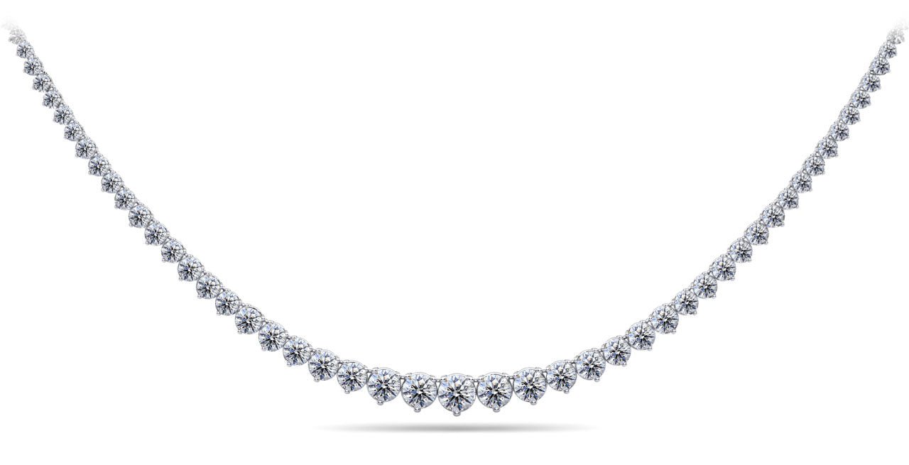Timeless Three Prong Diamond Tennis Diamond Necklace with 9.05 ct.(finished) - Luxury Time NYC