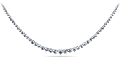Timeless Three Prong Diamond Tennis Diamond Necklace with 9.05 ct.(finished) - Luxury Time NYC