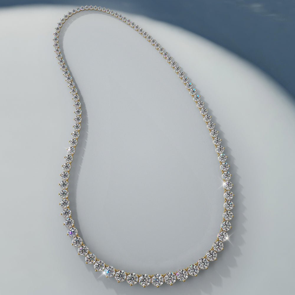 Timeless Three Prong Diamond Tennis Diamond Necklace with 9.05 ct.(finished) - Luxury Time NYC
