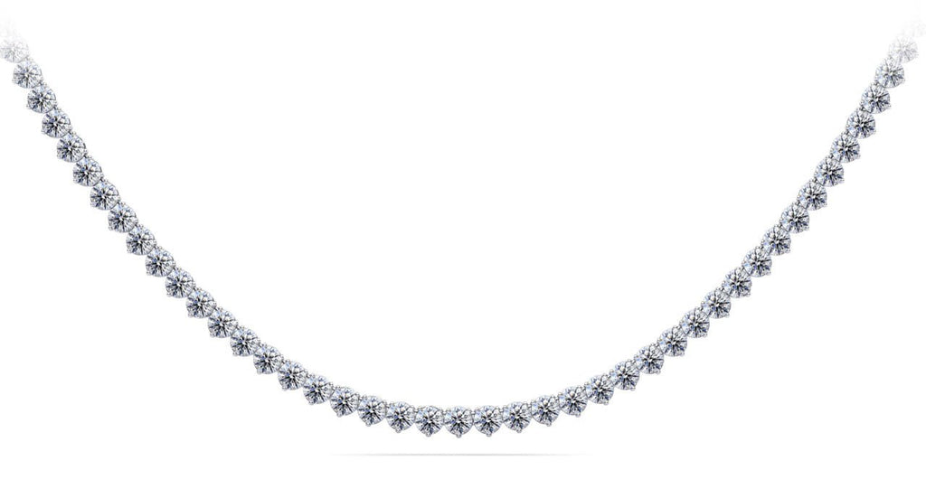 Timeless Three Prong Riviera Diamond Tennis Diamond Necklace with 11.12 ct.(finished) 2.7mm - Luxury Time NYC