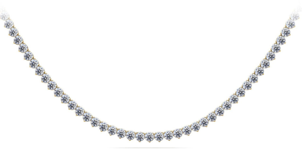 Timeless Three Prong Riviera Diamond Tennis Diamond Necklace with 13.34 ct.(finished) 3mm - Luxury Time NYC