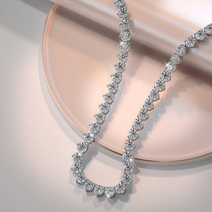 Timeless Three Prong Riviera Diamond Tennis Diamond Necklace with 17.44 ct.(finished) 3.5mm - Luxury Time NYC