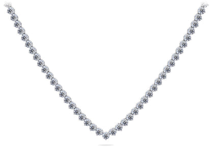 Timeless Three Prong Riviera V Neck Diamond Necklace with 11.12 ct.(finished) 2.7mm - Luxury Time NYC