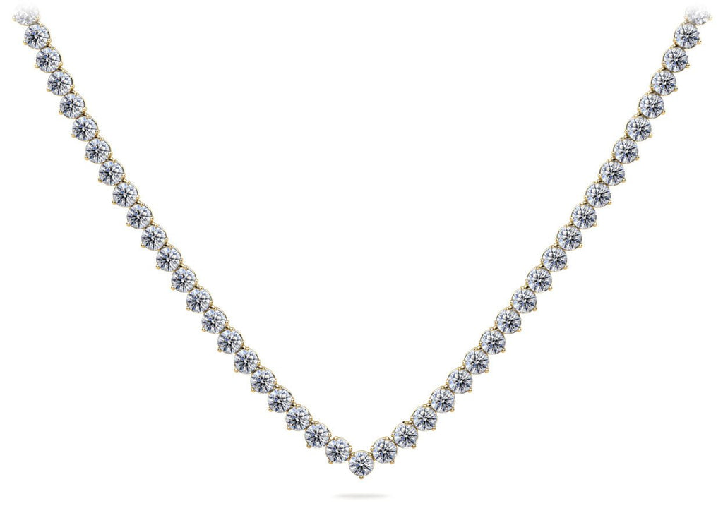 Timeless Three Prong Riviera V Neck Diamond Necklace with 11.12 ct.(finished) 2.7mm - Luxury Time NYC